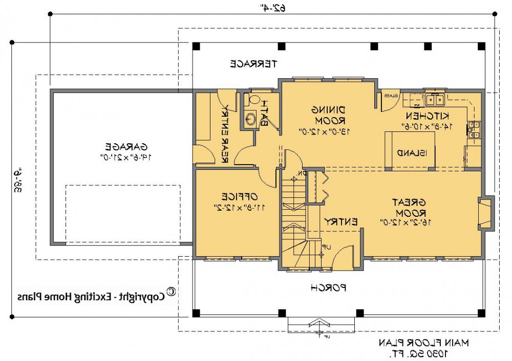 House Plan E1488-10  Main Floor Plan REVERSE