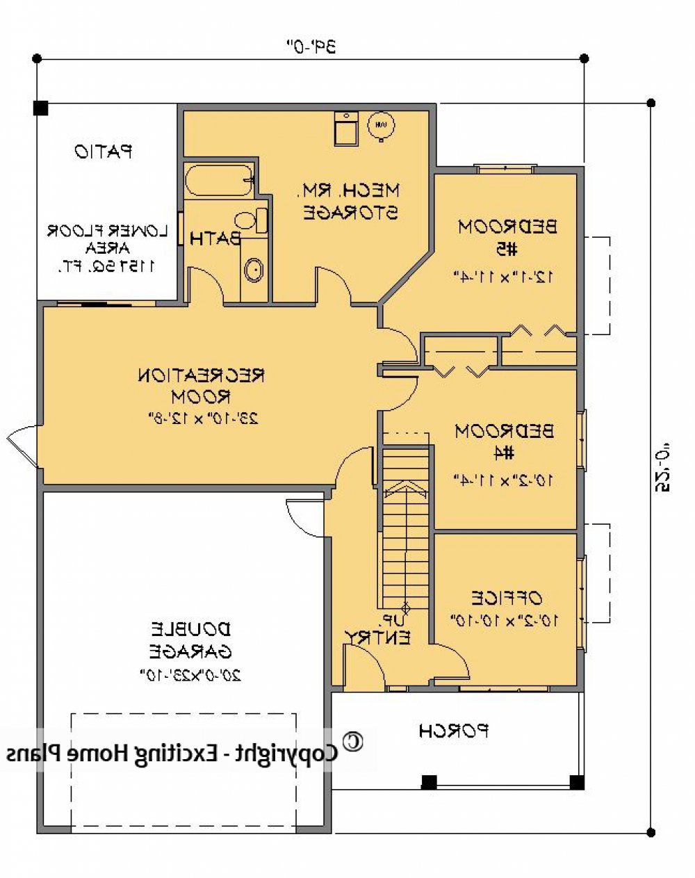 House Plan E1267-10 Lower Floor Plan REVERSE