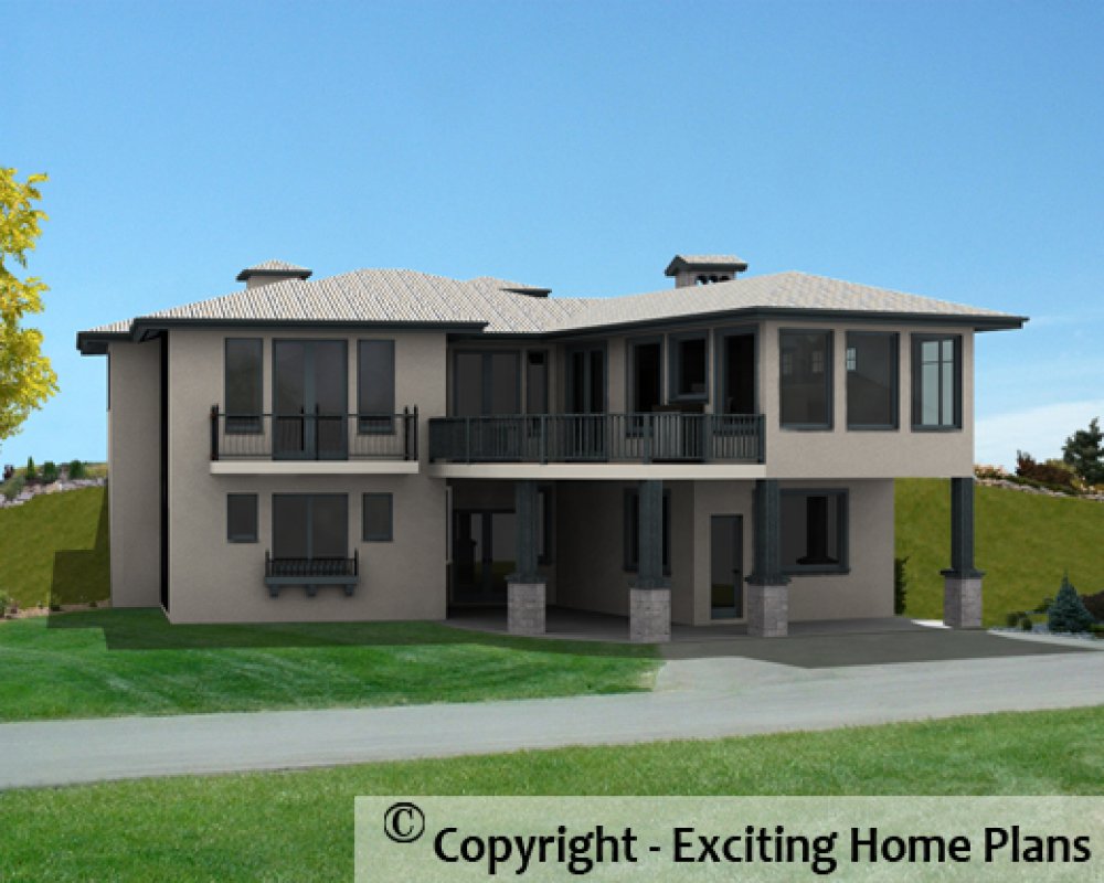 House Plan E1407-10 Rear 3D View