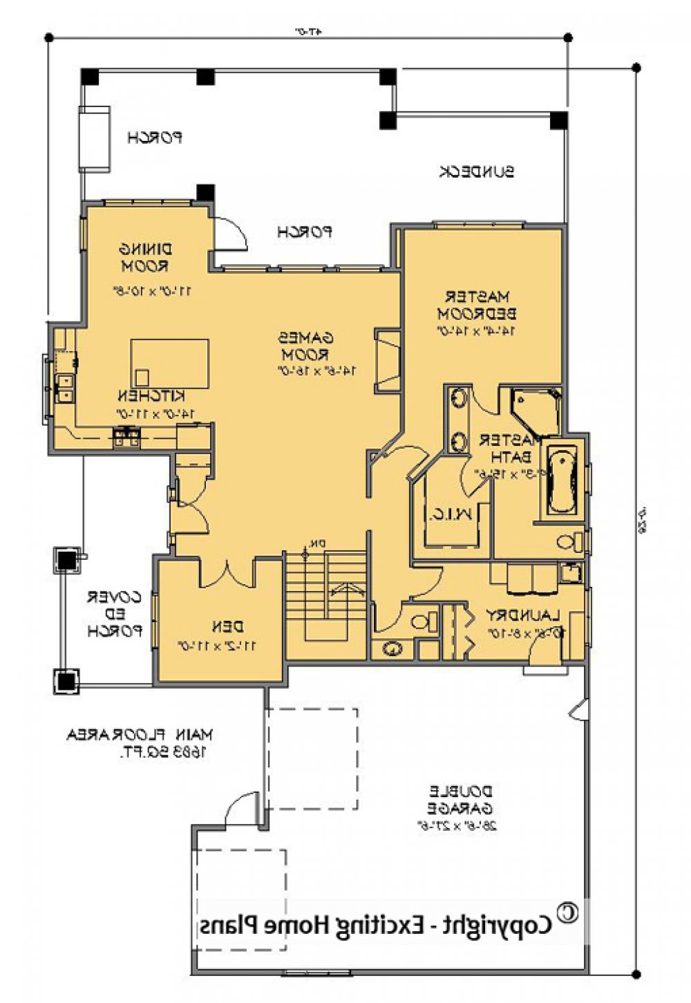 House Plan E1166-10  Main Floor Plan REVERSE