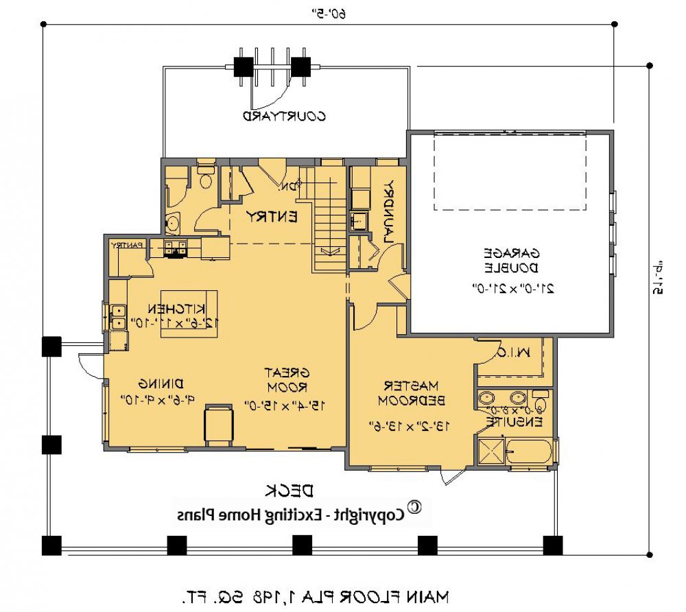 House Plan E1431-10 Main Floor Plan REVERSE