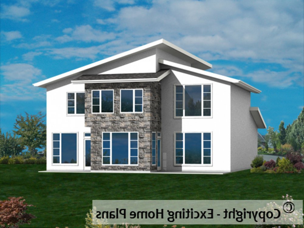 House Plan E1714-10M Rear 3D View REVERSE