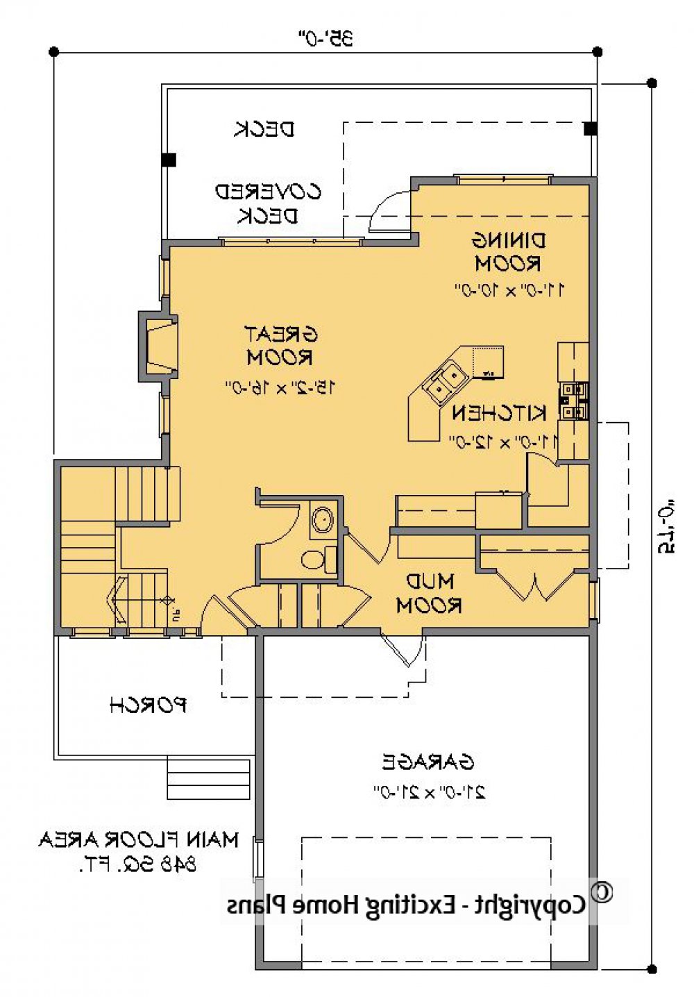 House Plan E1496-10 Main Floor Plan REVERSE