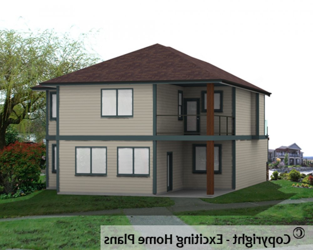 House Plan E1289-10 Rear 3D View REVERSE