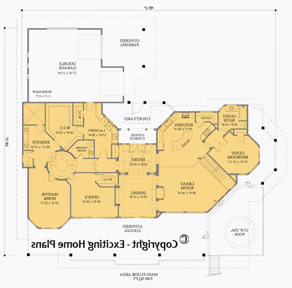 House Plan E1244-10 Main Floor Plan REVERSE
