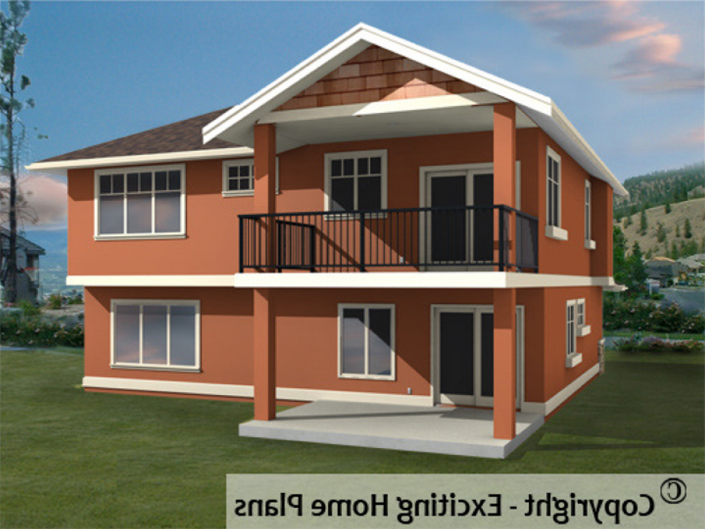House Plan E1039-10 Rear 3D View REVERSE