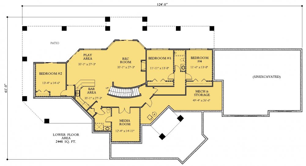 House Plan E1729-10  Lower Floor Plan