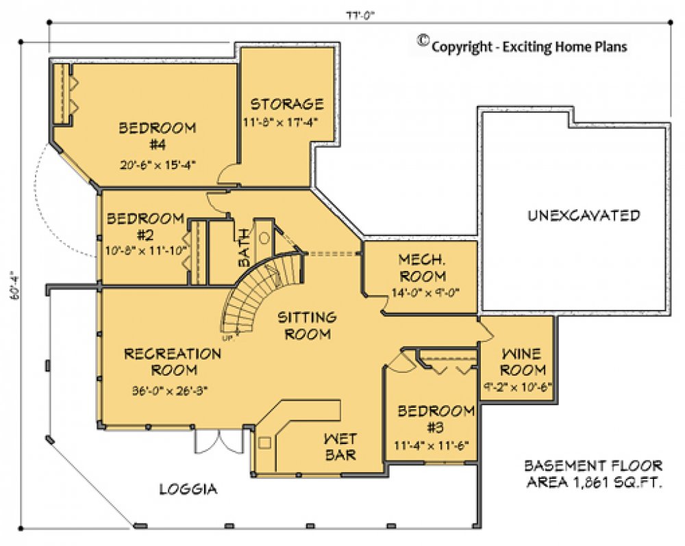 House Plan E1148-10 Lower Floor Plan