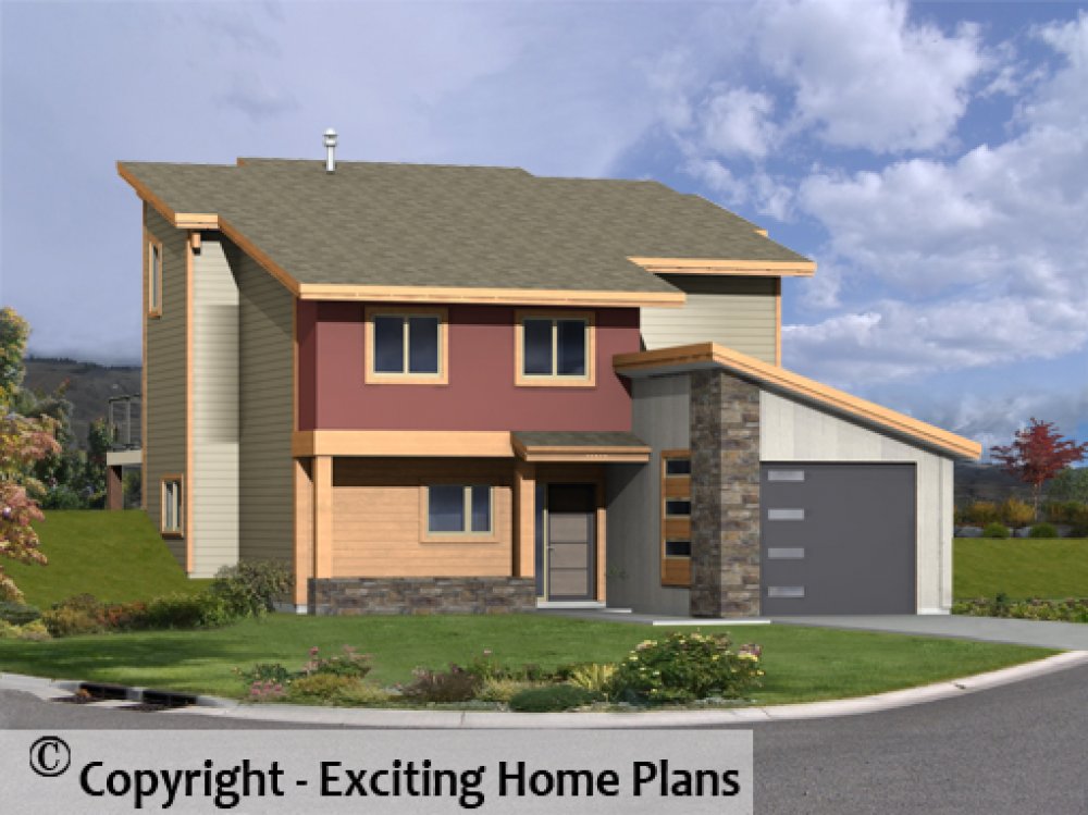 House Plan E1723-10 Front 3D View