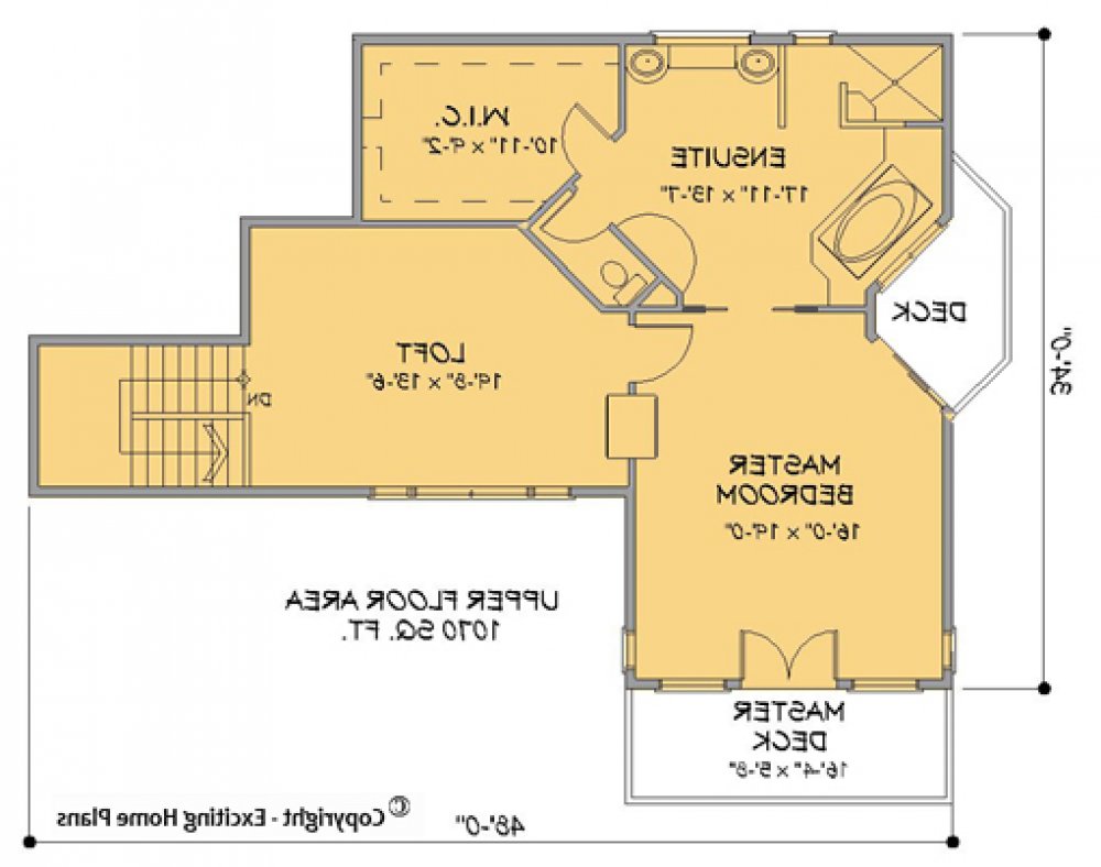 House Plan E1094-10  Upper Floor Plan REVERSE