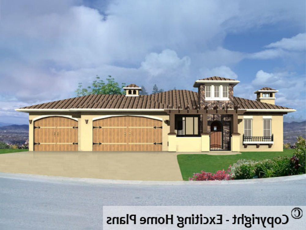House Plan E1124-10 Exterior 3D View REVERSE