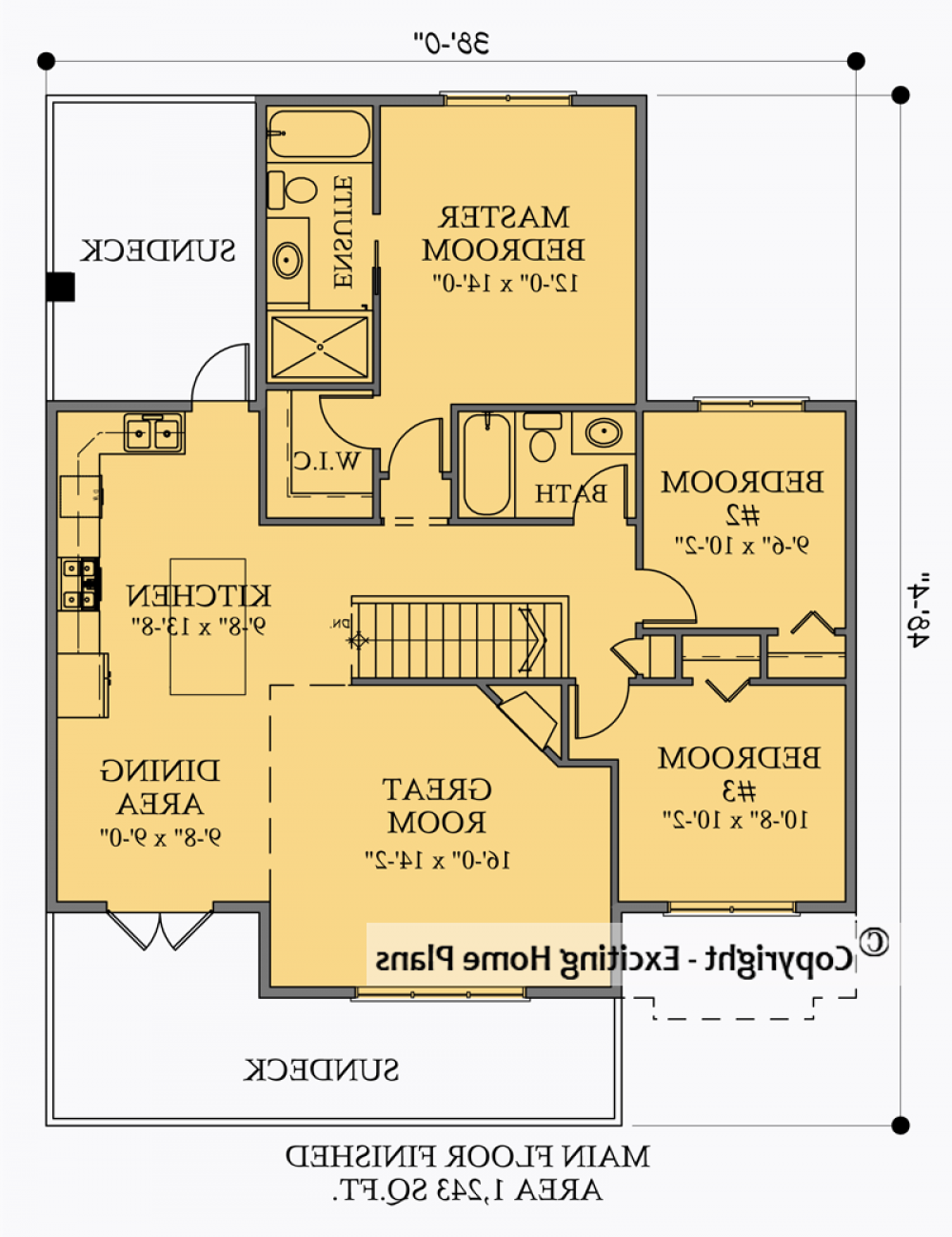 House Plan E1041-10 Main Floor Plan REVERSE
