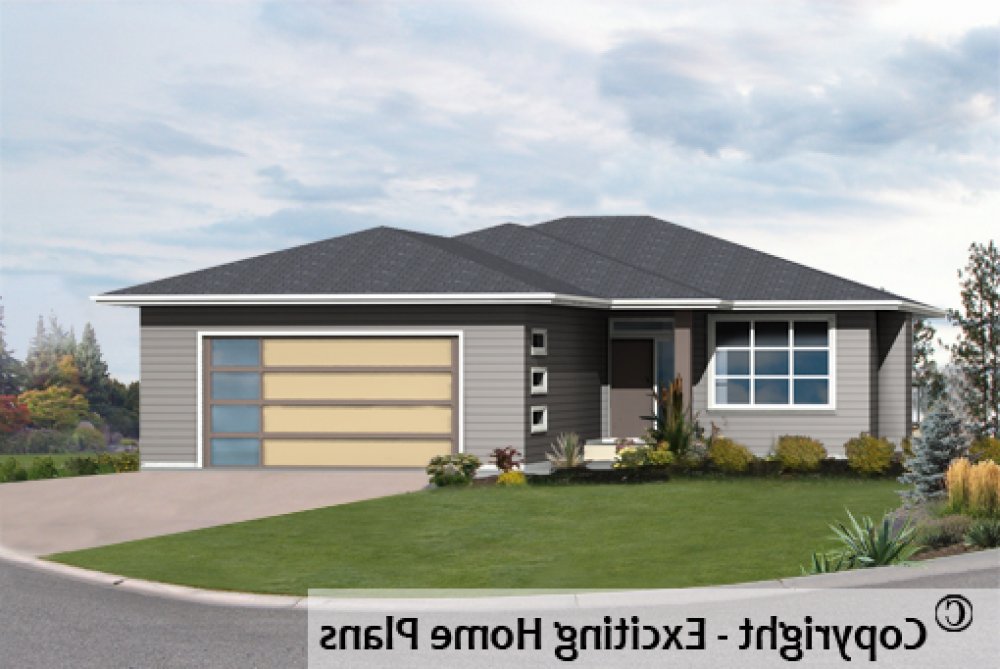 House Plan E1741-10 Front 3D View REVERSE