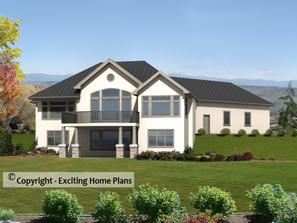 House Plan E1704-10 Rear 3D View