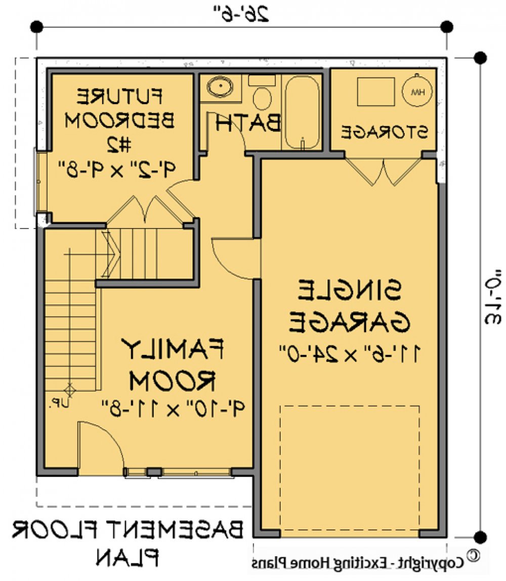 House Plan E1155-10 Lower Floor Plan REVERSE