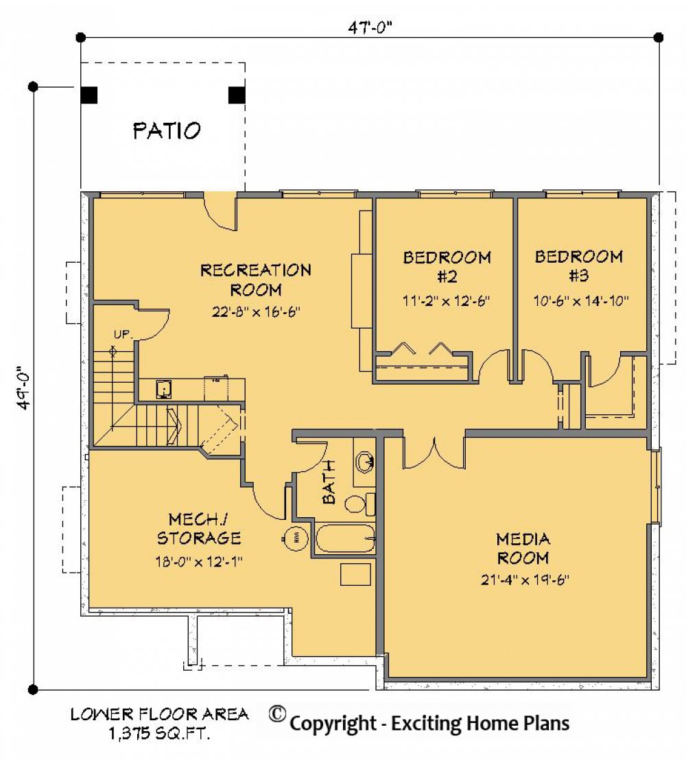 House Plan E1184-10 Lower Floor Plan
