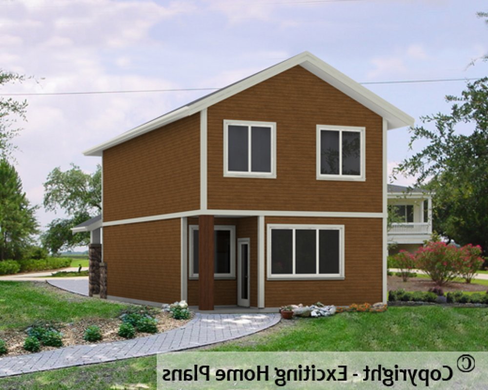 House Plan E1563-10 Rear 3D View REVERSE