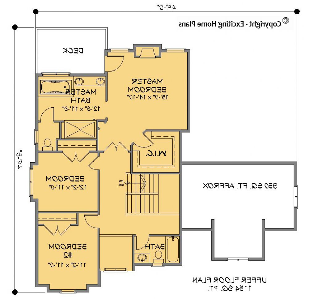 House Plan E1281-10 Upper Floor Plan REVERSE