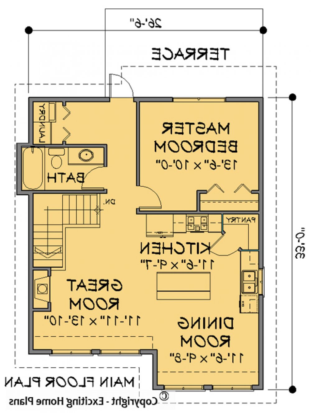 House Plan E1155-10 Main Floor Plan REVERSE