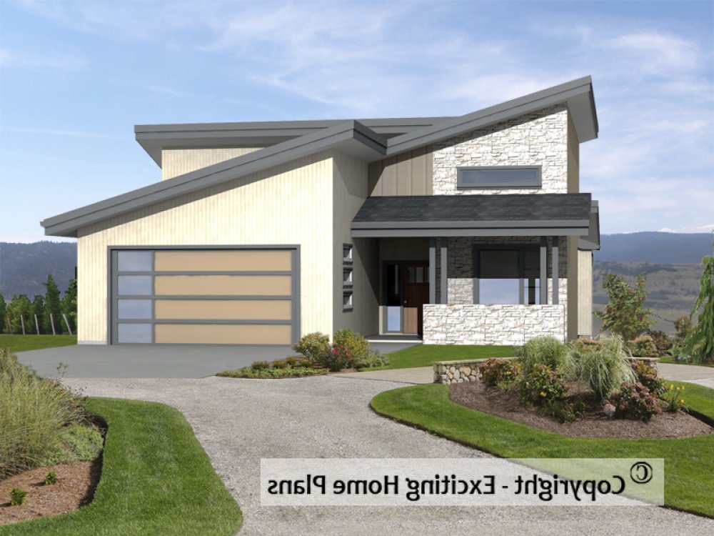 House Plan E1602-10 Front 3D View REVERSE