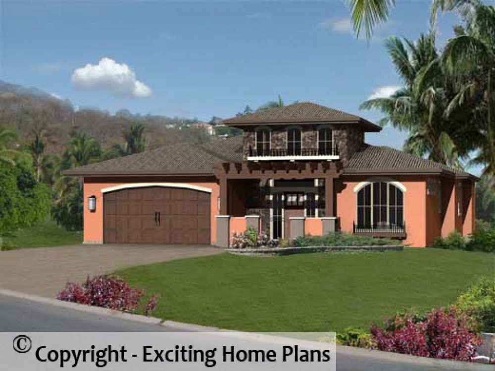 House Plan E1150-10 Front 3D View