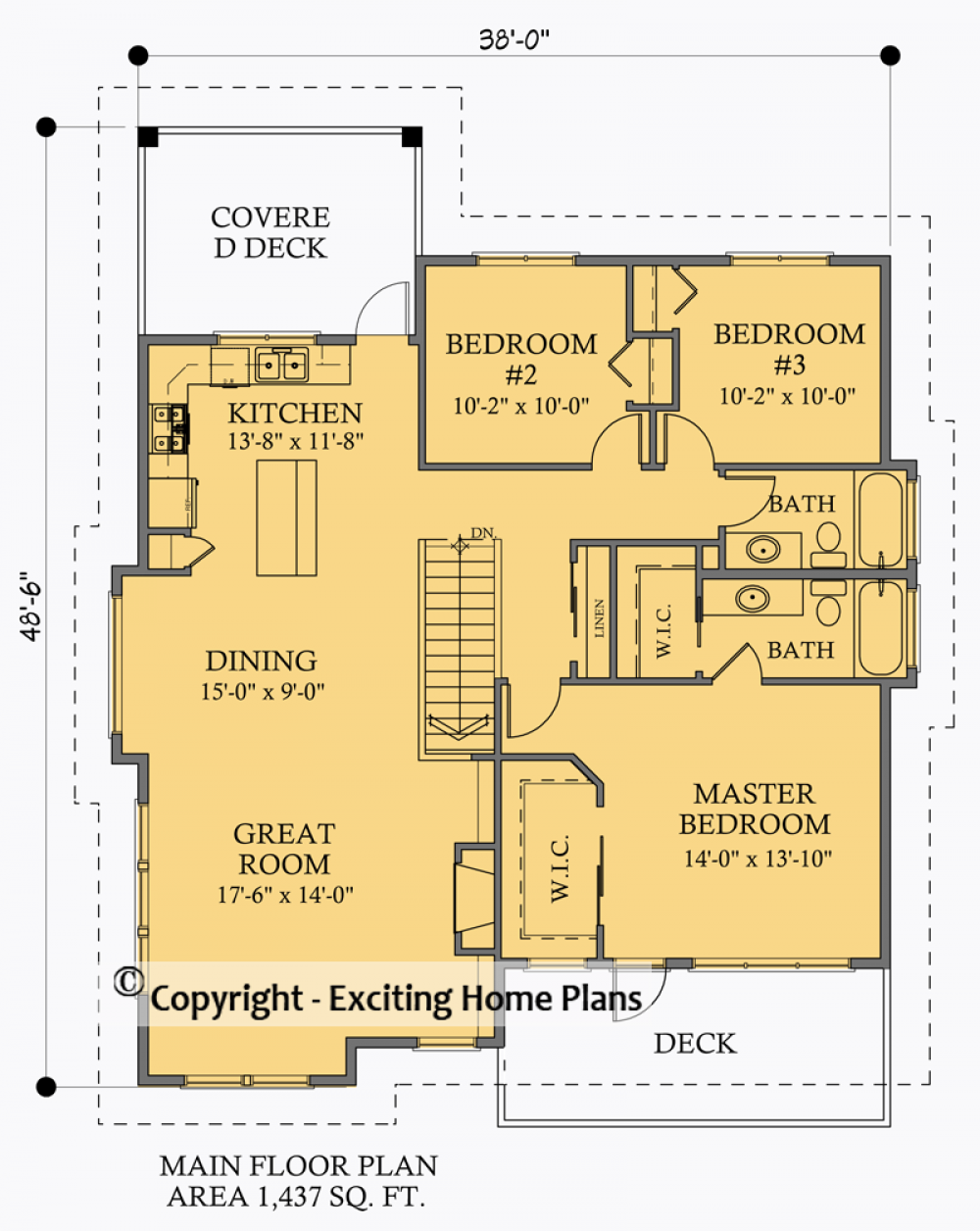 House Plan E1036-10 Main Floor Plan