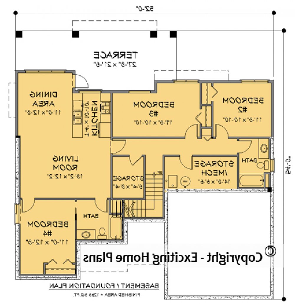 House Plan E1130-20 Lower Floor Plan REVERSE
