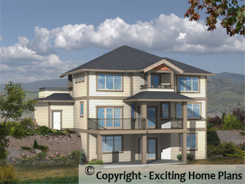 House Plan E1033-10 Rear 3D View