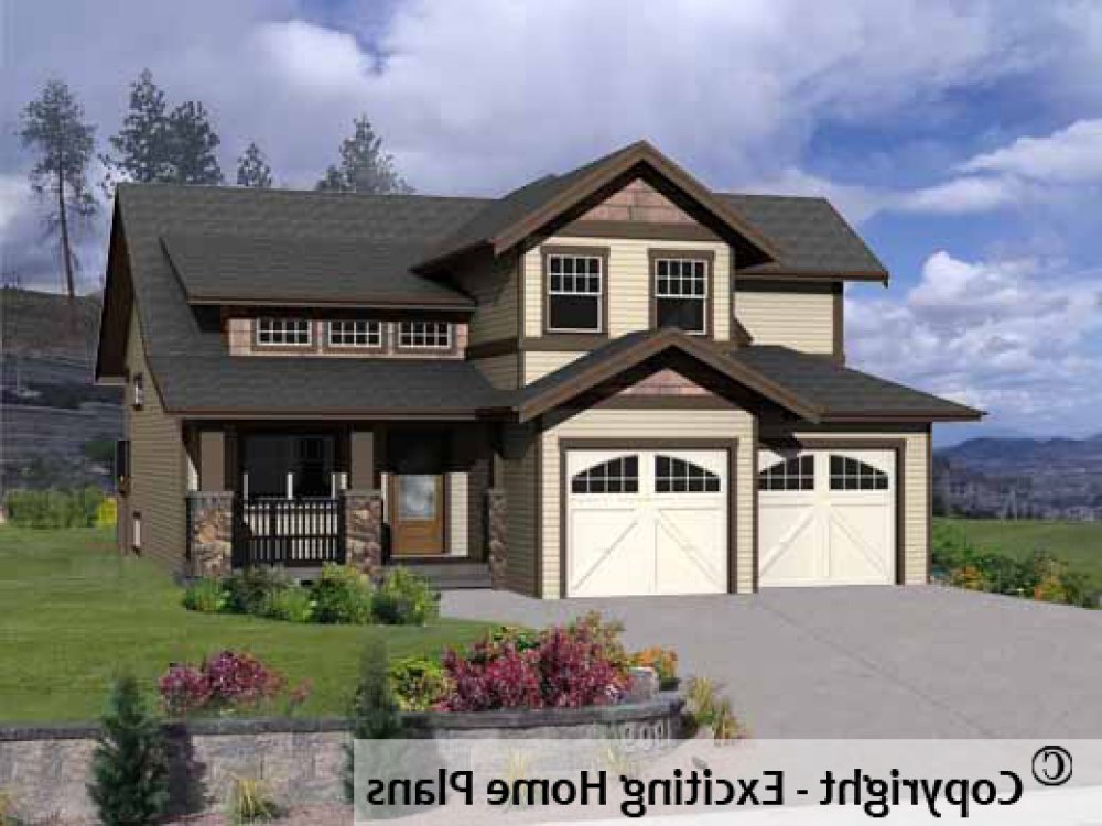 House Plan E1179-10 Exterior 3D View REVERSE