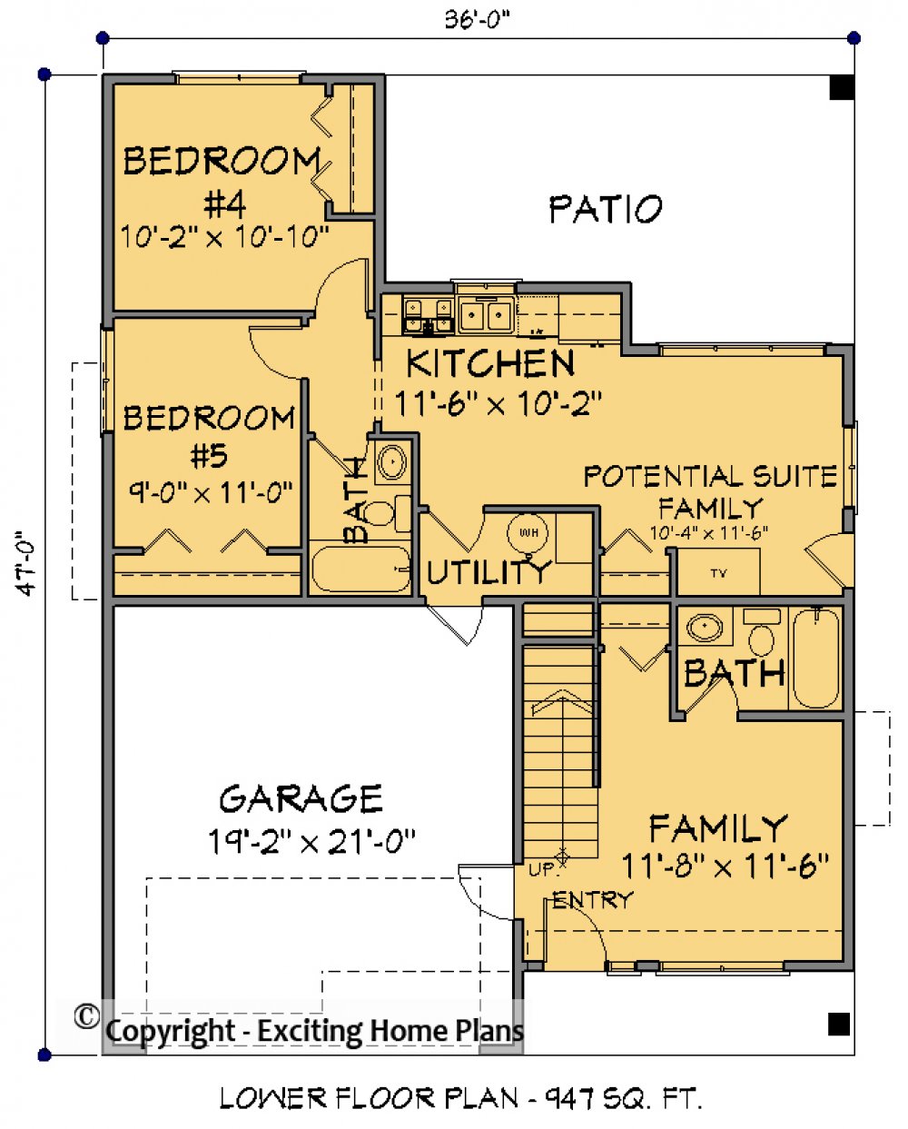House Plan E1535-10 Lower Floor Plan