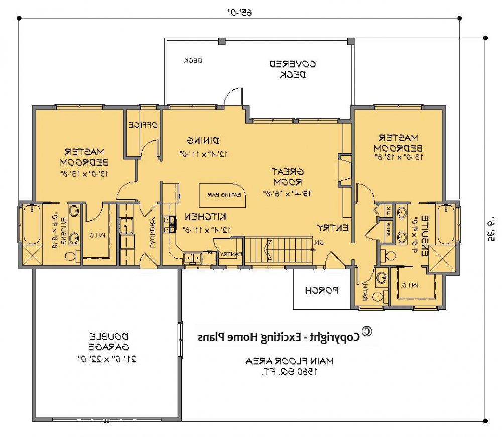 House Plan E1391-10 Main Floor Plan REVERSE