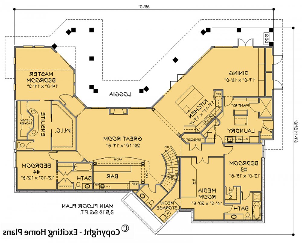 House Plan E1260-10 Main Floor Plan REVERSE