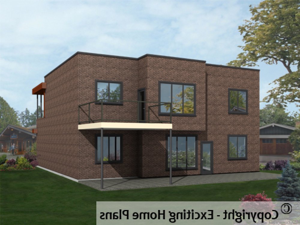 House Plan E1628-10 Rear 3D View REVERSE