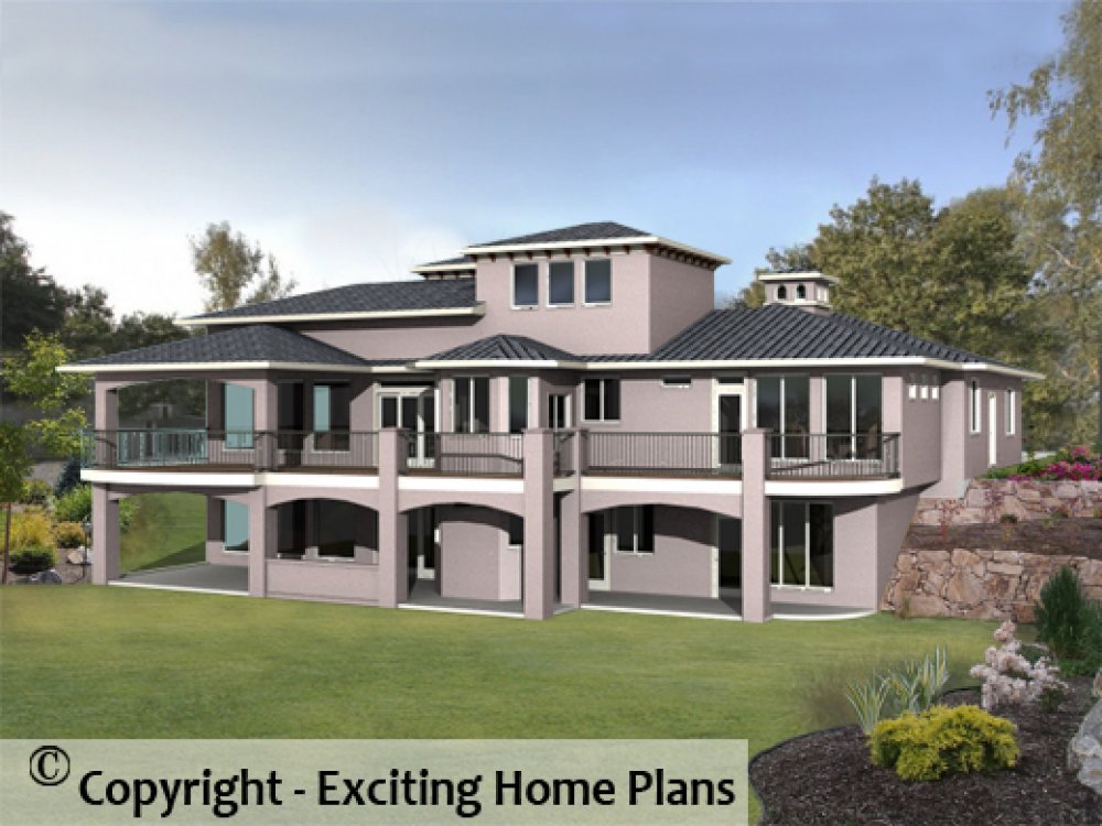 House Plan E1172-10 Rear 3D View