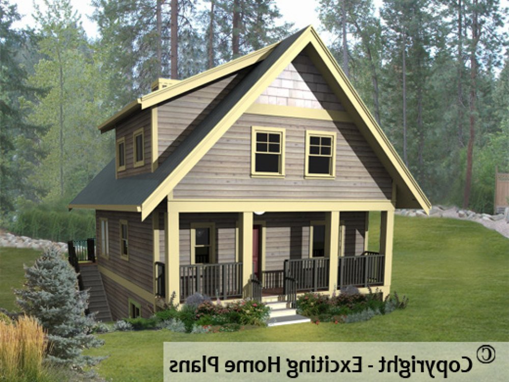 House Plan E1114-11  Front 3D View REVERSE