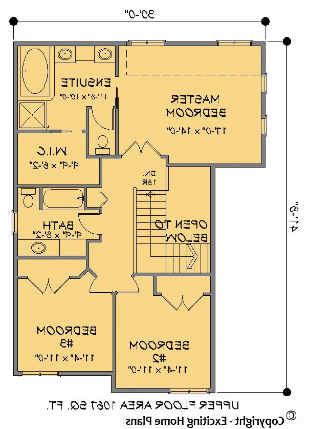 House Plan E1456-10 Upper Floor Plan REVERSE