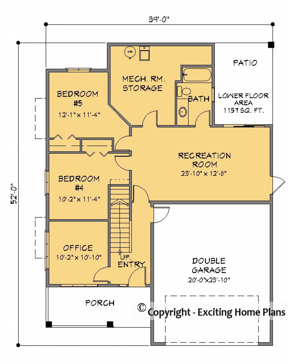 House Plan E1267-10 Lower Floor Plan