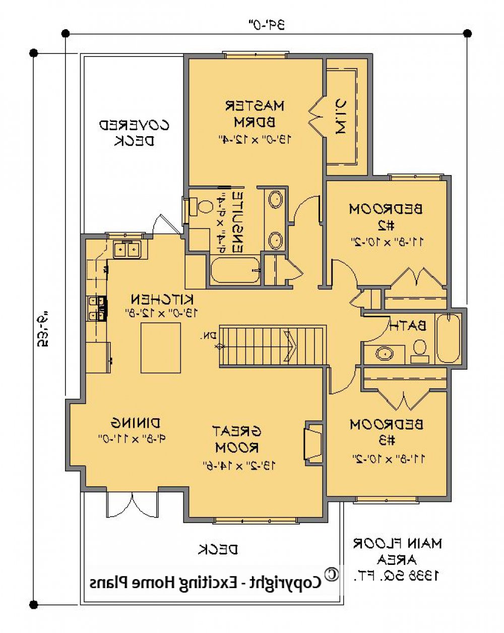 House Plan E1289-10 Main Floor Plan REVERSE