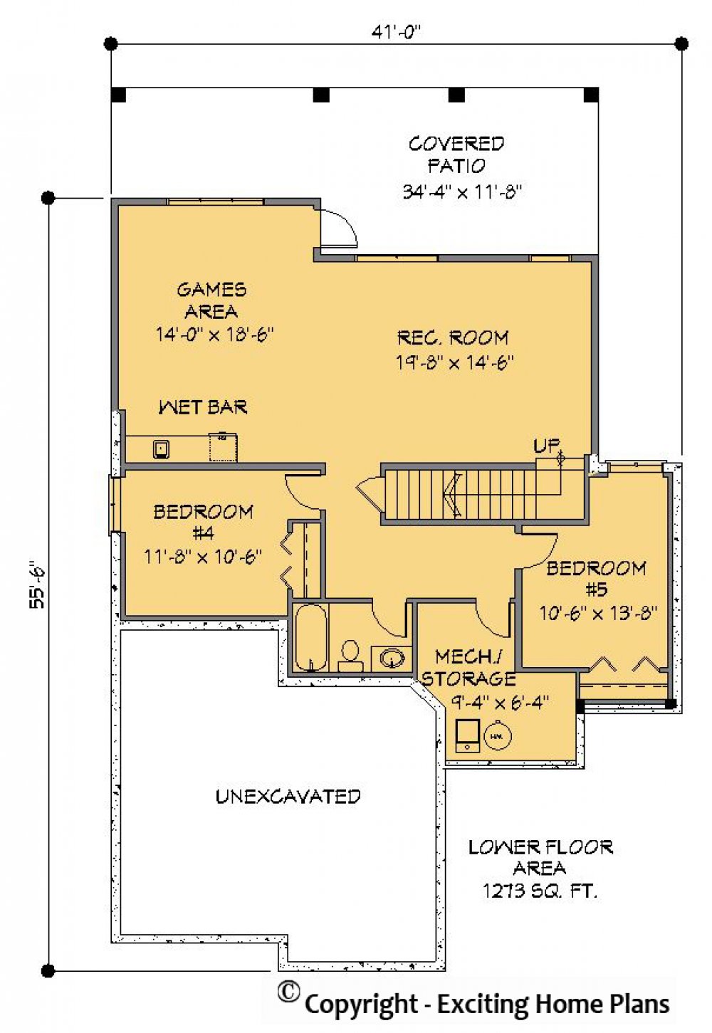 House Plan E1203-10 Lower Floor Plan