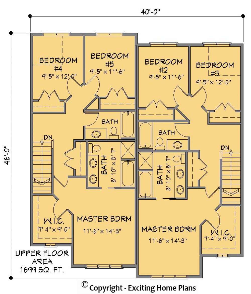House Plan E1564-10 Upper Floor Plan