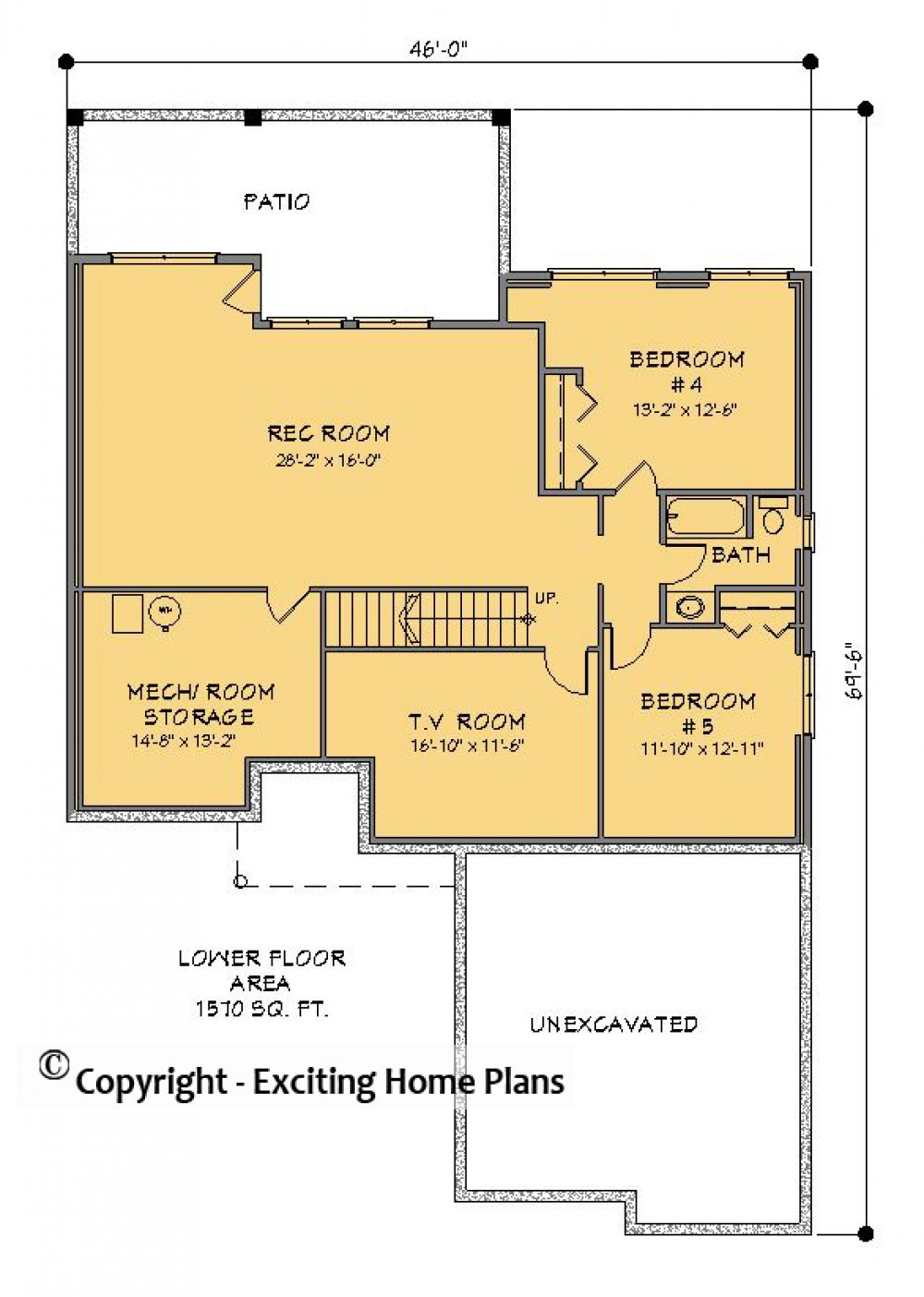 House Plan E1317-10 Lower Floor Plan