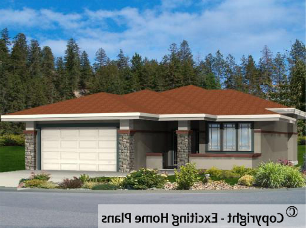 House Plan E1047-10 Exterior 3D View REVERSE