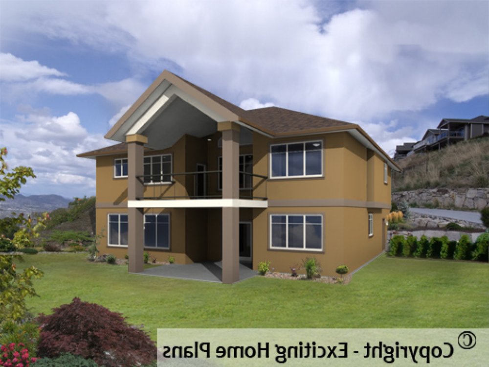 House Plan E1060-10 Rear 3D View REVERSE