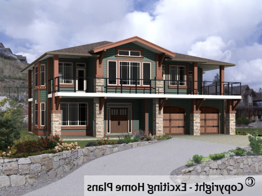 House Plan E1328-10 Exterior 3D View REVERSE