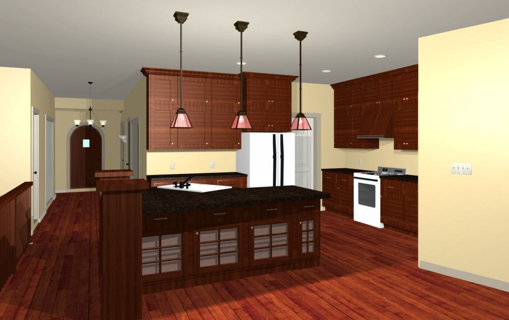 House Plan E1407 - 10 Interior Kitchen 3D Area