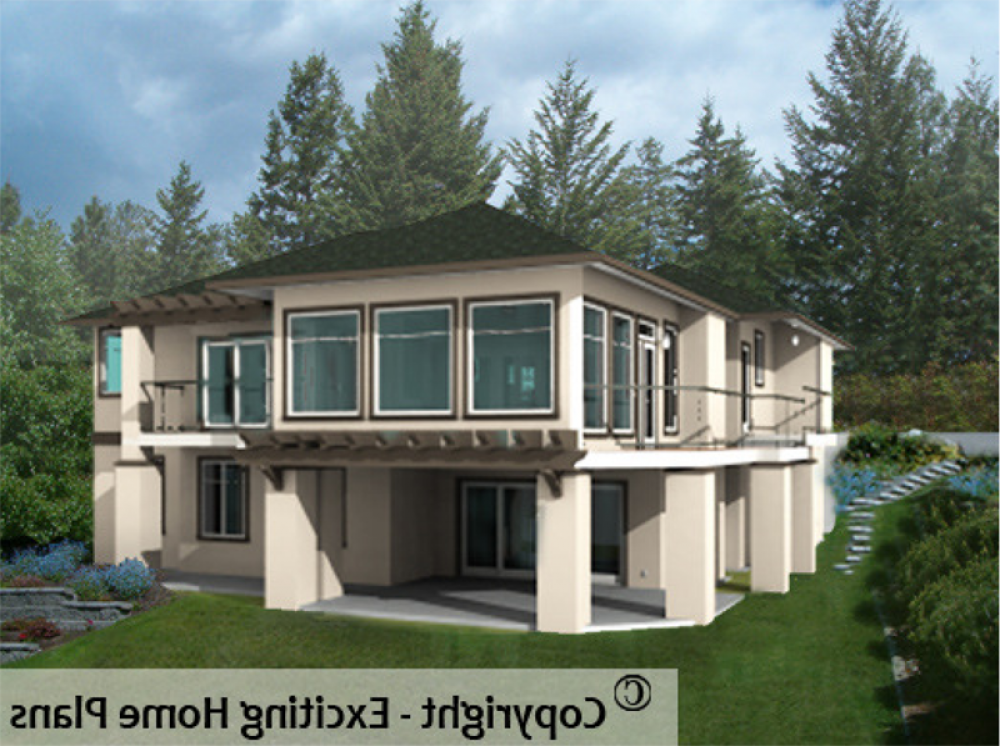 House Plan E1020-10 Rear 3D View REVERSE