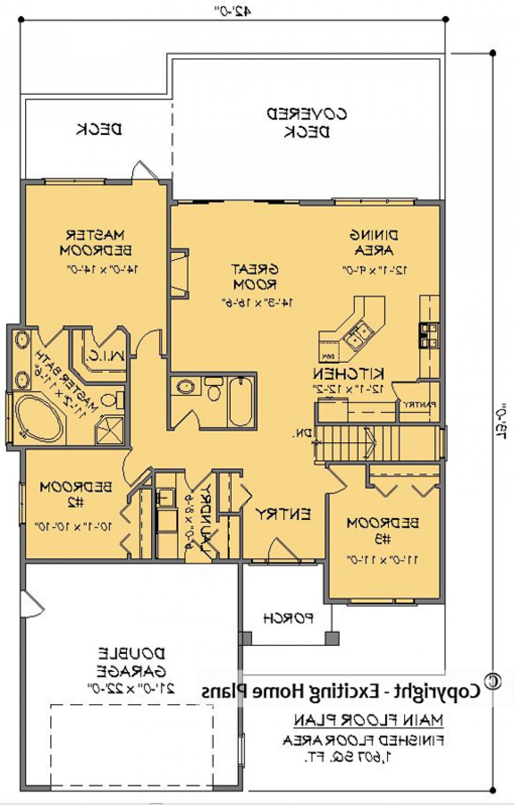 House Plan E1711-10  Main Floor Plan REVERSE