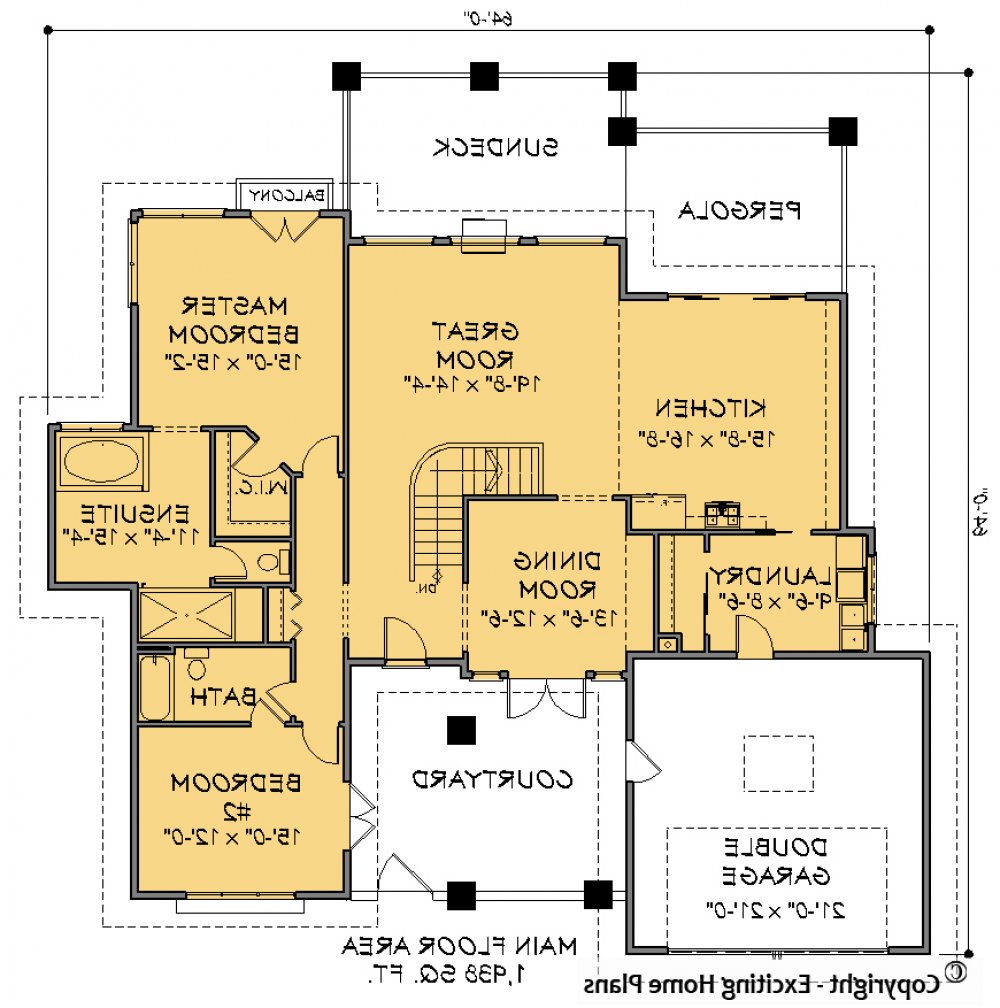 House Plan E1408-10  Main Floor Plan REVERSE