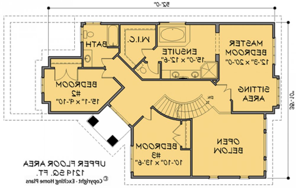 House Plan E1177-10  Upper Floor Plan REVERSE