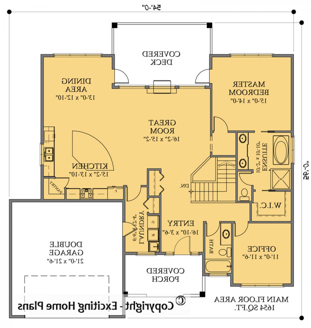 House Plan E1078-10 Main Floor Plan REVERSE